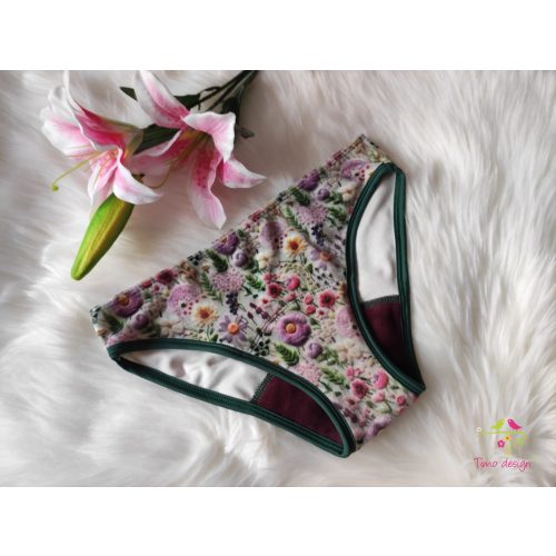 Embroidery flower bikini period underwear