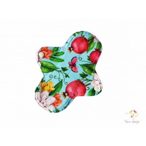 20 cm turquise cloth pad with fruits and flowers pattern, for moderate flow
