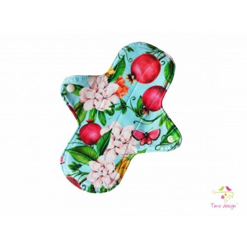 24 cm turquise cloth pad with fruits and flowers pattern, for heavy flow