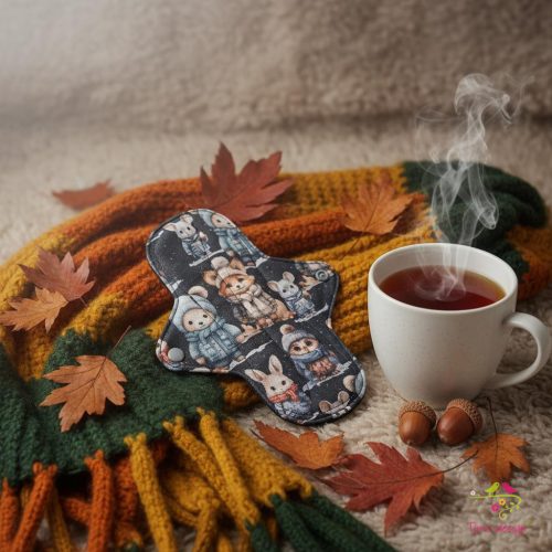 20 cm teen cloth pad with cute forest animals pattern, for moderate flow