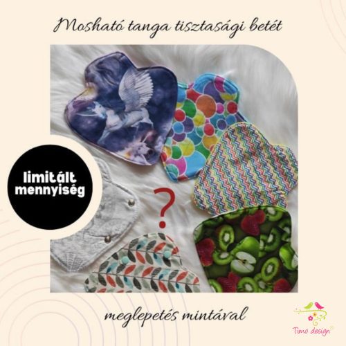 Tanga fazonú nedvességzárós tisztasági betét, meglepetés mintával
