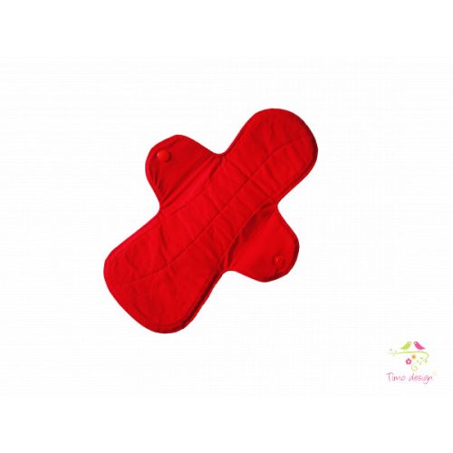 28 cm-es piros pamutpuplin mosható női betét, erős vérzéshez