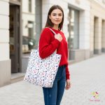 Cotton bag with red and white sailor pattern