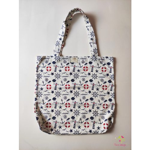 Cotton bag with red and white sailor pattern