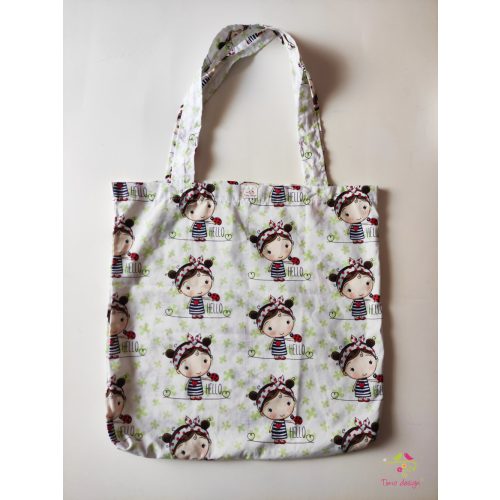 Cotton bag with cute girl pattern