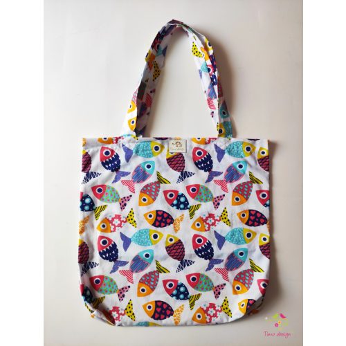 Cotton bag with colorful fish pattern