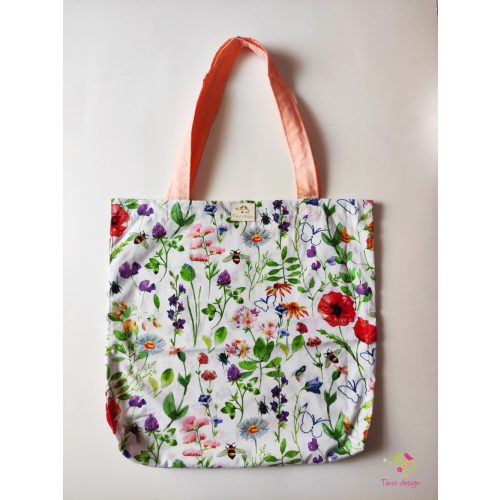 Tavaszi virág mintás bevásárló táska
