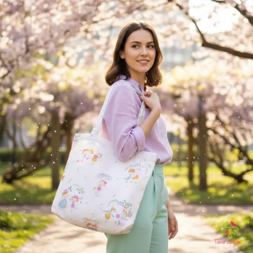 Cotton bag with cute children pattern