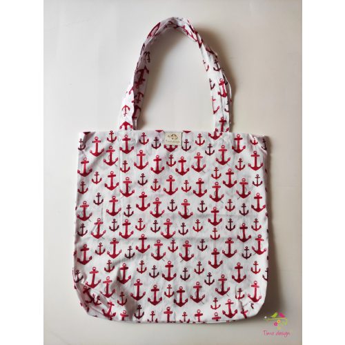Cotton bag with red anchors pattern