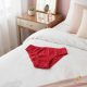 Red bikini style teen leak-proof underwear with lace