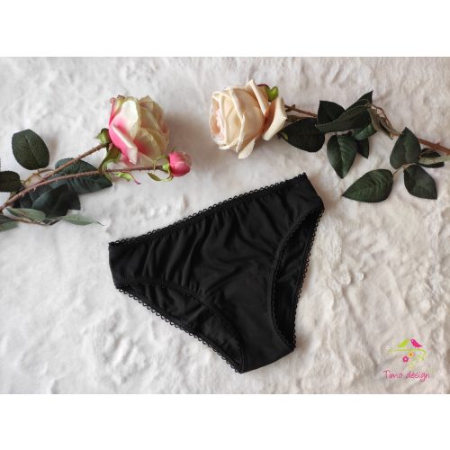 Black bikini style teen leak-proof underwear with lace