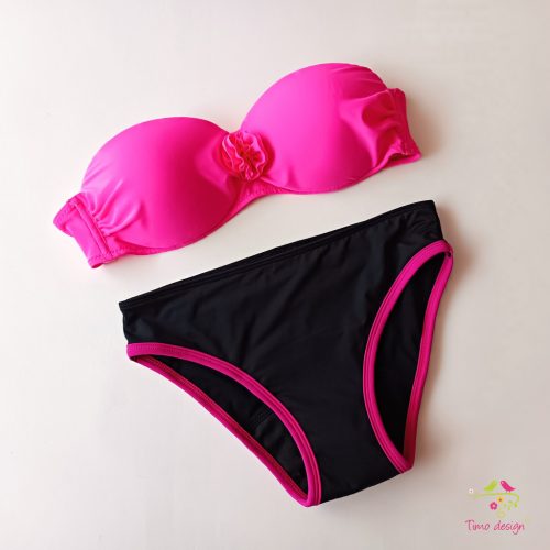 Fekete-pink csípőfazonú menstruációs bikini, fürdőruha alsó, fürdőbugyi