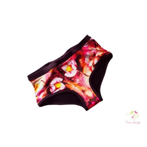 Period panties for heavy flow, in boyshort style with crocus flower pattern