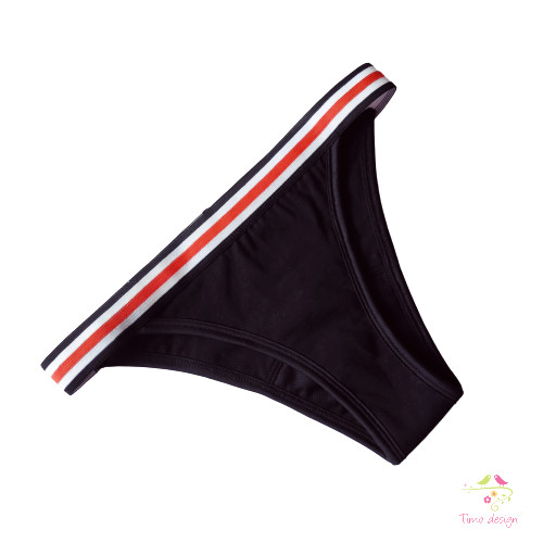 Black-orange bio cotton brazilian period panties, for light to moderate flow