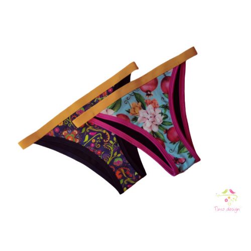 Multicolor brazilian period panties, 2 pcs pack, for light flow