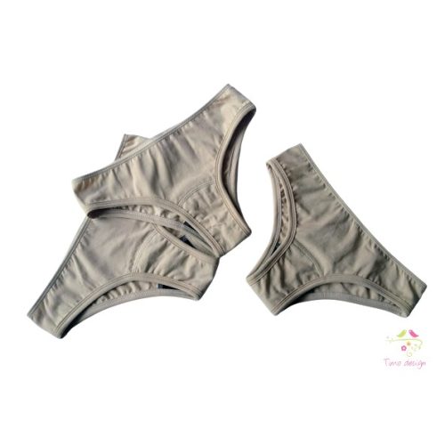 Beige brazilian leak-proof panties for super light flow, 3 pcs bundle pack
