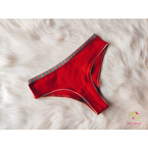 Red brazilian leak-proof panties for super light flow
