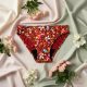 Period panties for moderate flow, with colorful flowers on bordeaux base