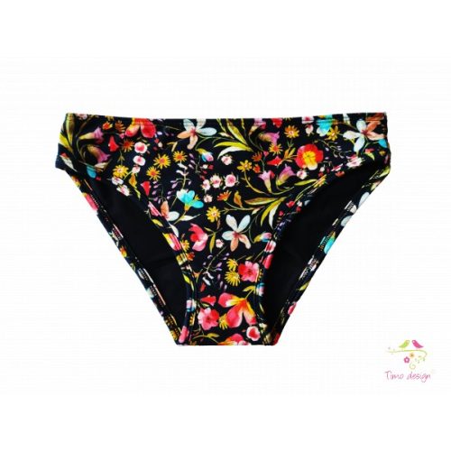 Period panties for moderate flow, with colorful flowers on black base