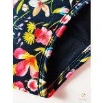 Period panties for moderate flow, with colorful flowers on black base