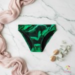 Zöld márvány mintás bevarrt magos bikini bugyi, erős vérzéshez