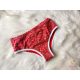 Red period panties for moderate flow with white flowers pattern
