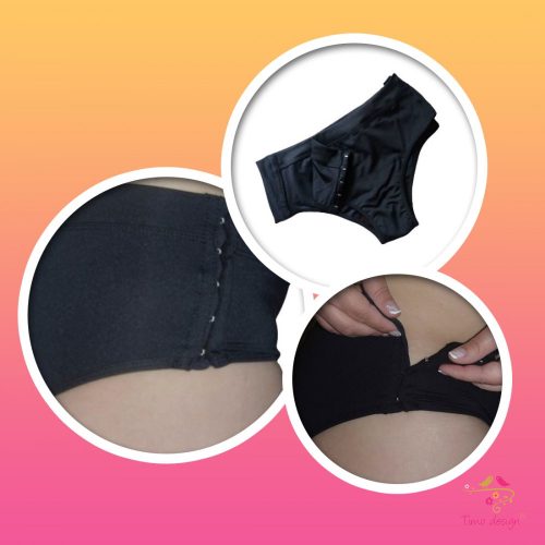 Side fastening period panties for moderate flow with "boat" design and replacable cloth pads
