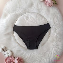 Black bikini period underwear for moderate flow