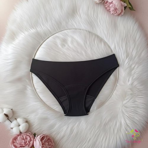 Black bikini period underwear for moderate flow