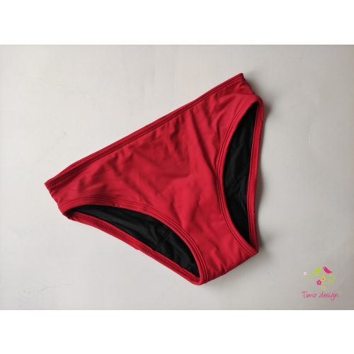 Piros menstruációs fürdőruha alsó, bikini alsó, fürdőbugyi