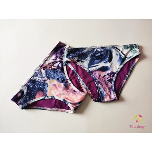 Period swimwear, bikini bottom with purple pattern
