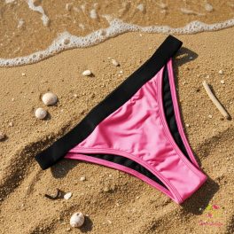   Fuxia brazilian period swimwear, bikini bottom with black waistband