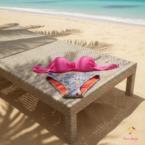 Vidám virágos menstruációs bikini, fürdőruha alsó, fürdőbugyi