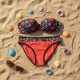 Red period swimwear, bikini bottom 
