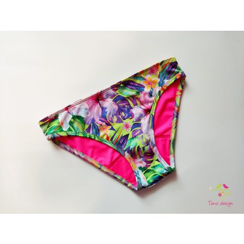 Period swimwear, bikini bottom with tropical flower pattern