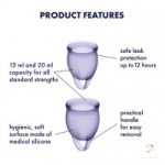 Satisfyer intimkehely Feel Confident LILA, 2 db-os szett (15 és 20 ml), gyenge vérzéshez / tini lányoknak