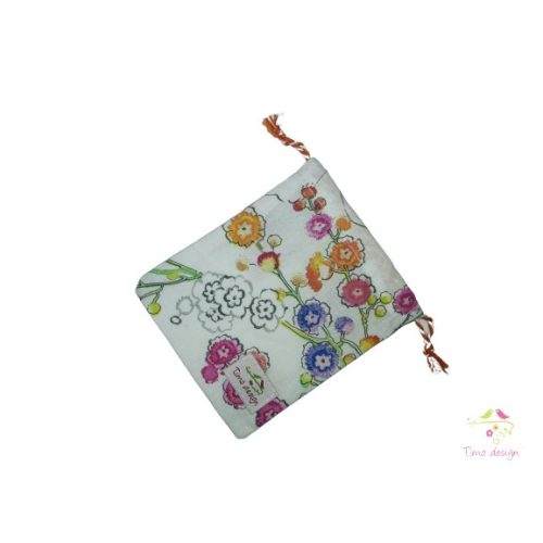 Cotton cup bag with multicolor flowers pattern