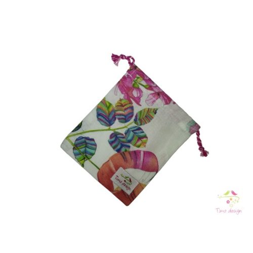 Cotton cup bag with multicolor leaves pattern