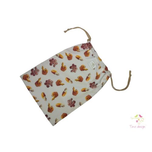 Reusable breathable bread storage bag, with bread pattern, 30 x 42 cm