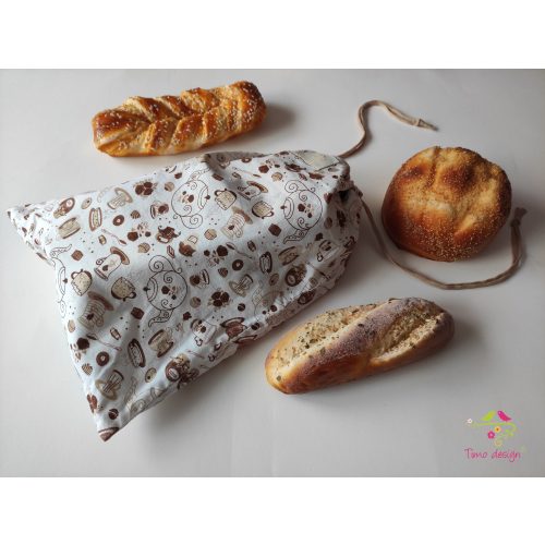 Reusable breathable bread storage bag, with "tea afternoon" pattern