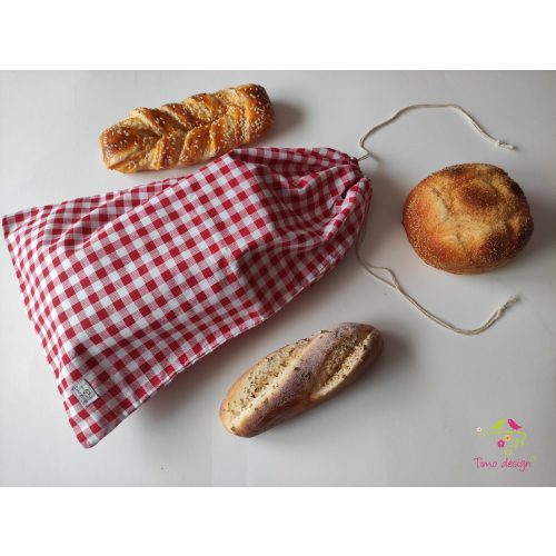Reusable breathable bread storage bag, with "checkered" pattern