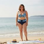 Sötétkék magas derekú menstruációs bikini alsó, népi motívumos övdísszel