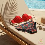 Middle waist period swimwear, bikini bottomwith Hungarian folk art pattern