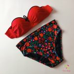 Middle waist period swimwear, bikini bottomwith Hungarian folk art pattern