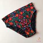 Middle waist period swimwear, bikini bottomwith Hungarian folk art pattern