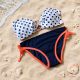 Navy-orange adjustable side-tie hip-cut period swim bottom