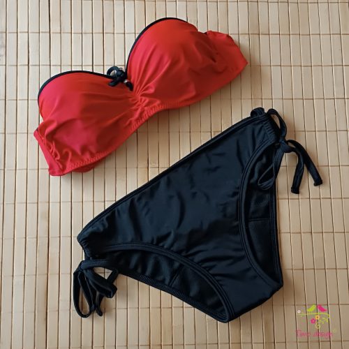 Fekete megkötős, állítható csípőfazonú menstruációs fürdőbugyi