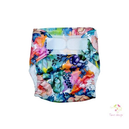 Diaper cover with watercolor flowers pattern