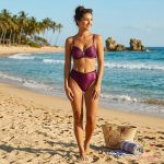 "Sparkling plum" middle waist period swimwear, bikini bottom