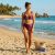 "Sparkling plum" middle waist period swimwear, bikini bottom